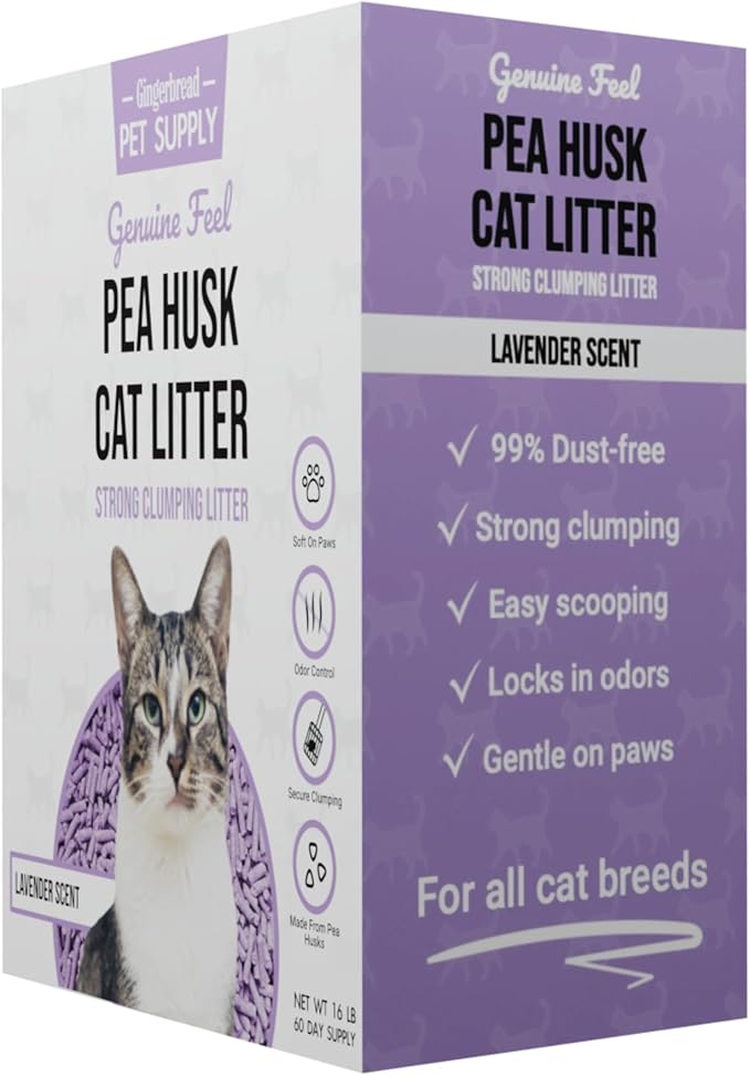 Premium Pea Husk Scented Cat Litter for Happy and Healthy Cats. (15 lbs)(Lavender)