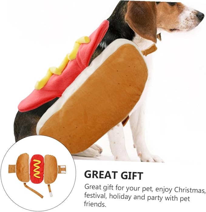 Hot Dog Pet Costume Burger Design Cartoon Dog Cat Clothes M Size Decorative Festival Outfit for Photography and Party Supplies