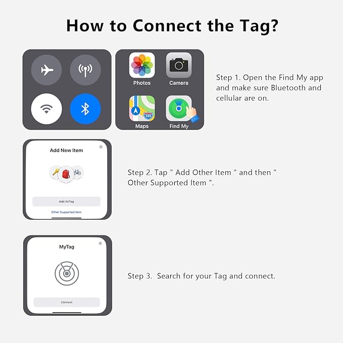 Air Tracker Tags-4Pack, Smart Bluetooth Tracker Tag, Works with Apple Find My APP (iOS Only), Keys Finder and Item Locator for Luggage, Backpack, Suitcase, Pets and more, Waterproof Tracking Tag