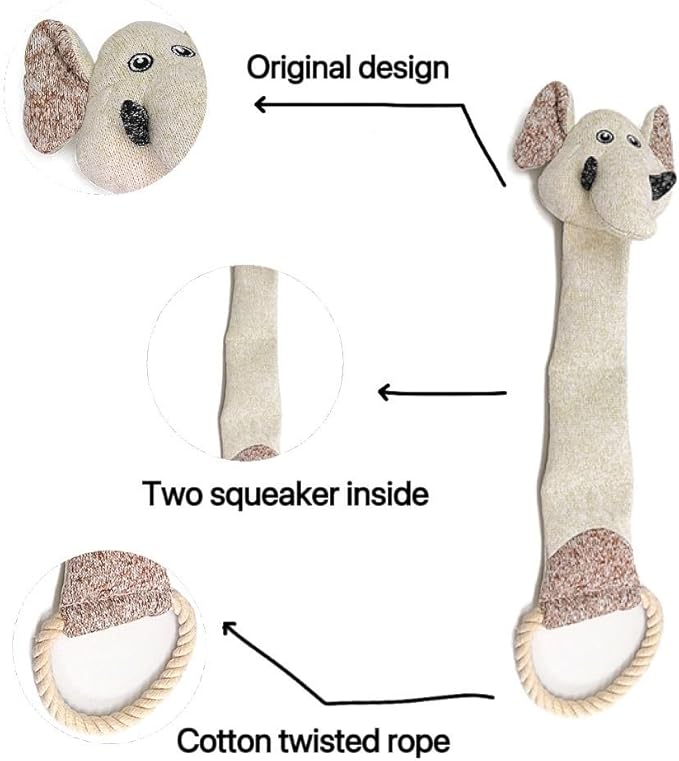 Stuffed Animals Designer Chew Plush Elephant Toy Interactive Pet Supplies Crinkle Dog Toy with Cotton Rope