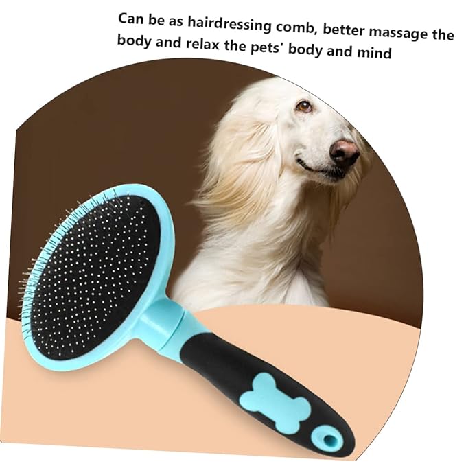 HANABASS Cat Grooming Tool Ergonomic Pet Brush for Shedding and Cleaning Gentle Cat Hairbrush for Easy Fur Removal Blue with Dots