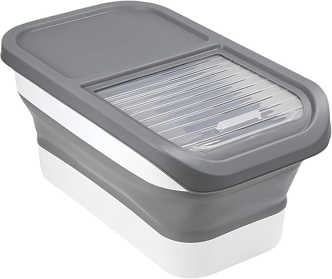 Dog Food Storage - Sliding Lid Pet Kibble Box, Moisture Proof Organizer, Bin For Dry Food, Secure Supply Container | Lightweight Feeding Kitchen, Pantry, Outdoor Trips, Home Use