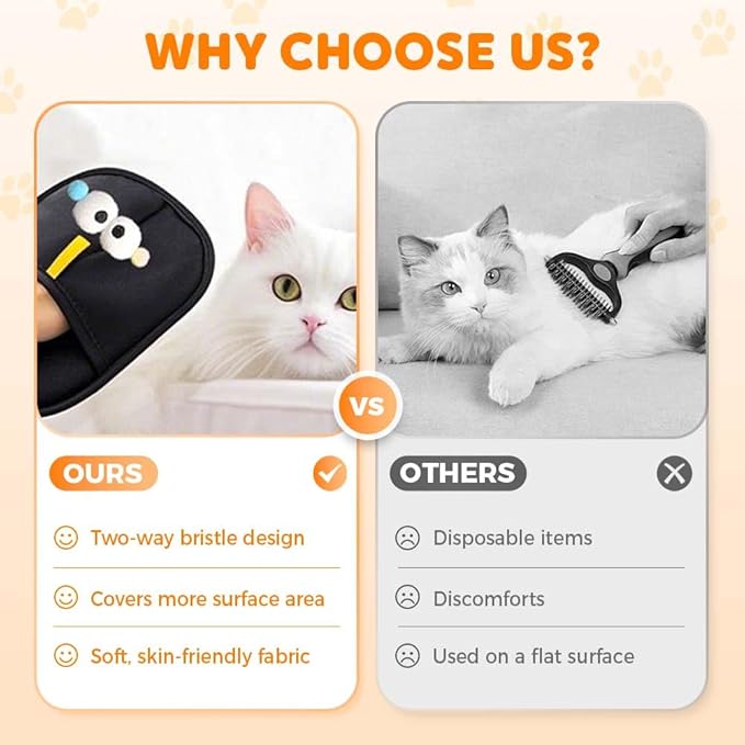 Pet Hair Removal Glove for Dogs & Cats, 2026 New Electrostatic Pet Grooming Mitt, Magic Brush Pet Hair Remova for Pet Owners Laundry Couch Carpet & Car Seat (2 PCS)