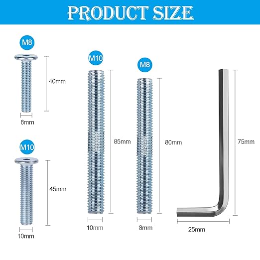 Cat Scratching Post Replacement Screws, M10 and M8 Screws for Cat Scratching Post with Allen Wrench 4PCS Threaded Bolt and 4PCS Screw (17 pcs)