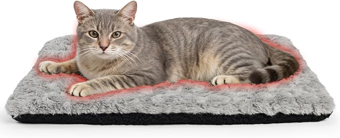 NAMOTEK Self-Warming Cat Bed Indoor/Outdoor Super Soft Self Heating Pet Mat Washable Thermal Pad for Cat & Dog 21x15.7 inch