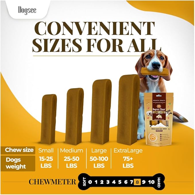 Dogsee Himalayan Yak Chews with Peanut Butter (Monster- 3 Chews) | Support Muscle Growth in Dogs | Fight Plaque & Tartar | Dog Treats Healthy | Dog Chews for Teeth Cleaning