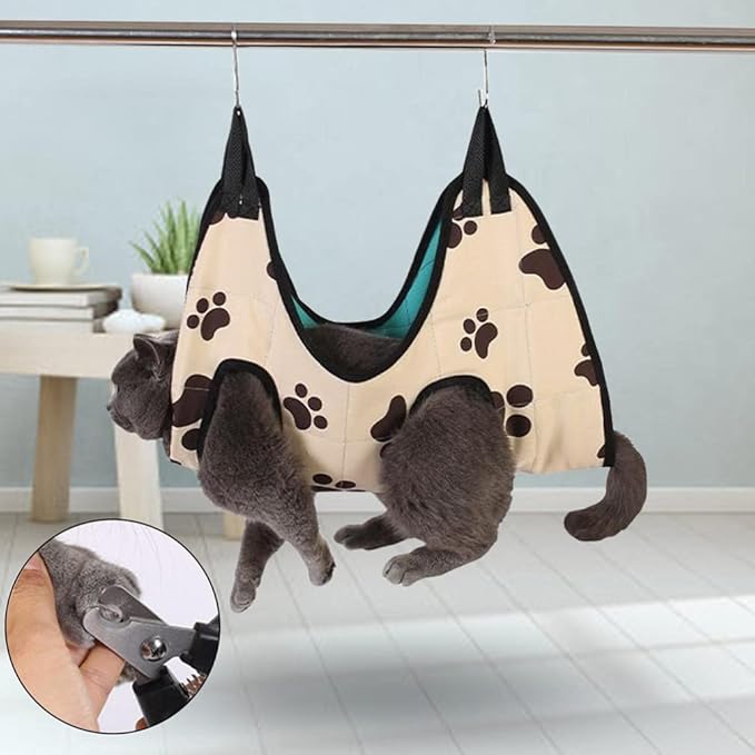balacoo Cat Grooming Hammock for Nail Trimming Pet Sling for Grooming Cats and Dogs Comfortable and Sturdy Design Oxford Cloth