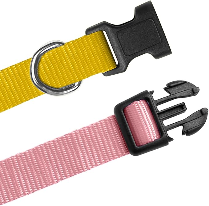 Shock Collar Replacement Strap, Stylish & Comfortable Nylon Dog Collar with Quick Release Buckle, Adjustable Dog Collar Compatible with PetSafe Bousnic Sportdog Garmin Ecollar (Pink & Yellow)