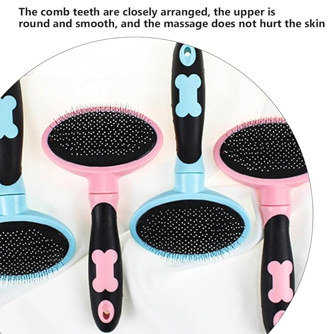 Beaupretty Pet Brush Grooming Tool for Cats and Dogs, Pink Pet Comb with Massage Function, Shedding Hair Removal Brush for Cat and Dog Hair Cleaning