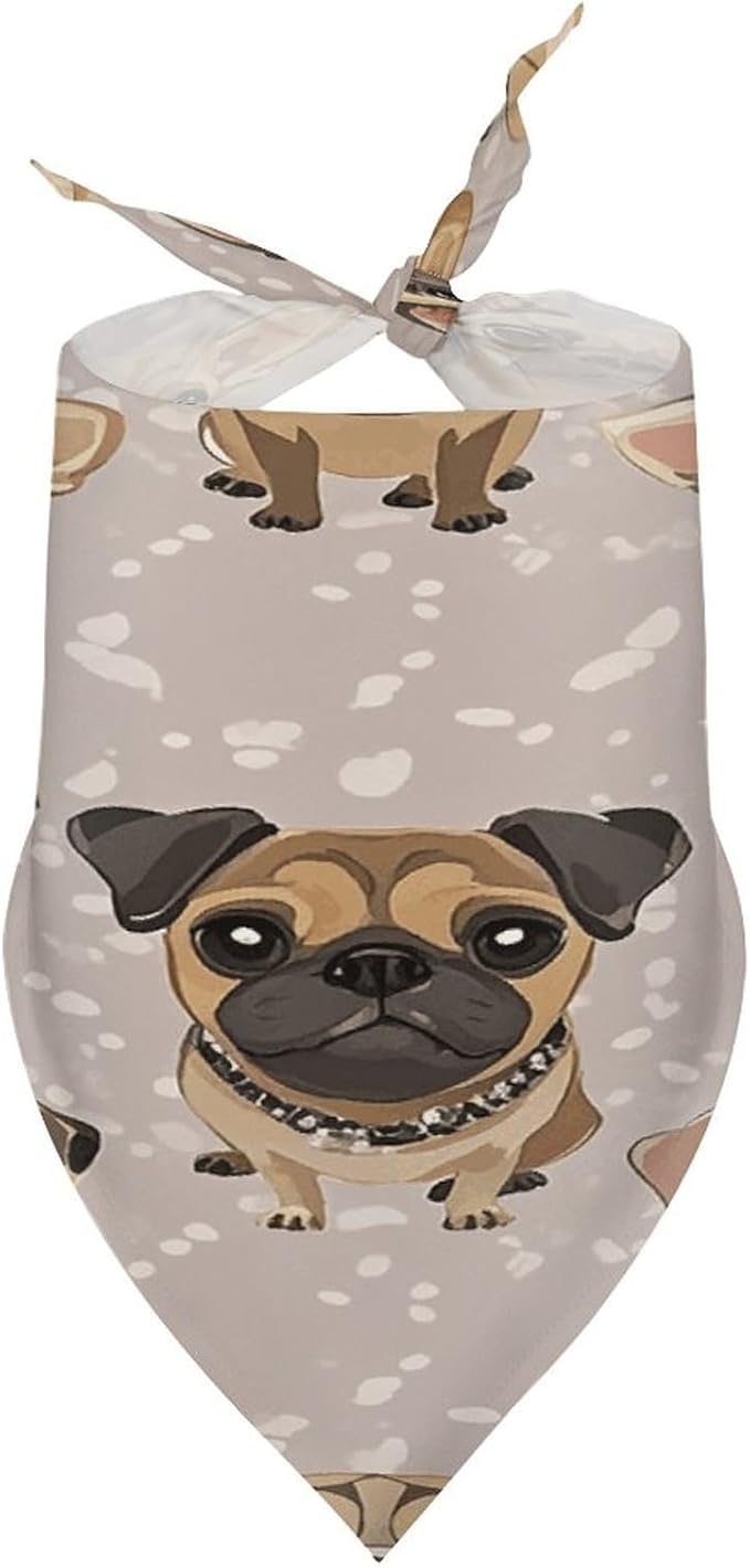 Dog Bandana Spring Pet Scarf Adjustable Triangle Cute Chihuahua Pug Pattern Printing Dog Bib Washable Polyester Puppy Bandana for Small Medium Large Dogs Cat Birthday Party Supplies