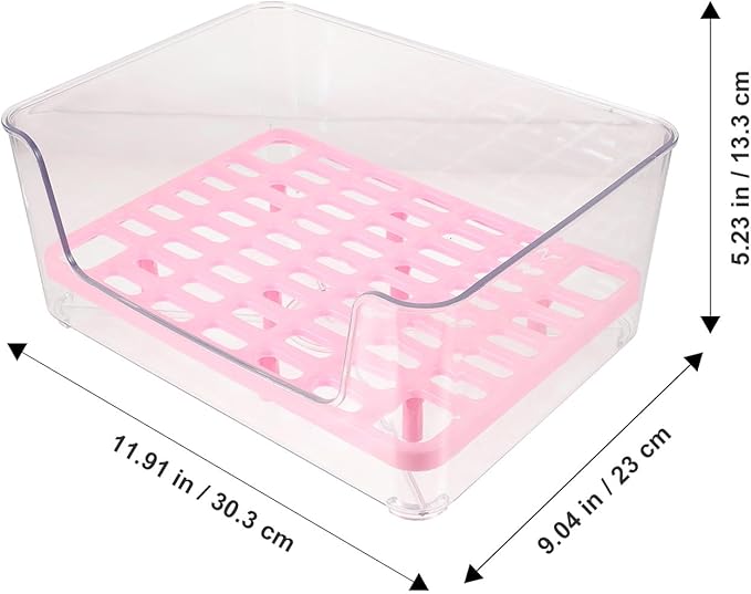 Acrylic Cat Litter Box with High Sides, Medium Pink Semi-Enclosed Pet Toilet Bedpan for Indoor Kitten Housebreaking