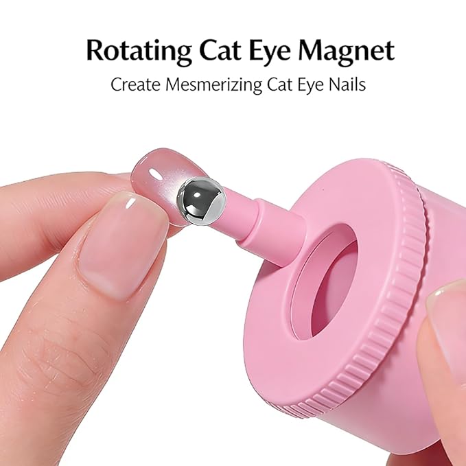 2026 New Rotating Cat Eye Magnet, Automatic Magnetic Nail Art Tool with 360° Rotation for Professional Glossy Cat Eye Effect, Beginner Friendly Nail Tool for 3D Wide Cat Eye Design (2*White)