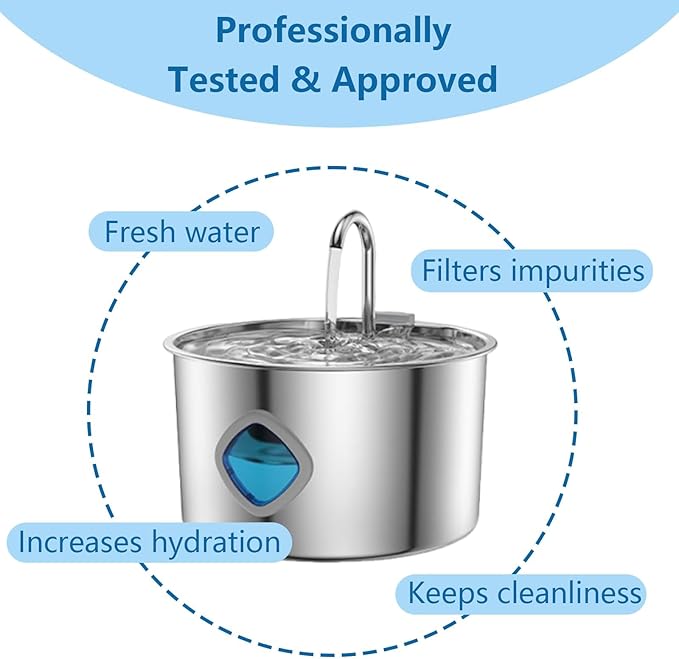 2026 New Water Fountain for Dogs, 3.2L Hydro Paws Water Fountain, Stainless Steel Dog Water Fountain with 2 Filters, Give Your Dog a Longer, Healthier Life with Proper Hydration (2Filters, 3.2L)
