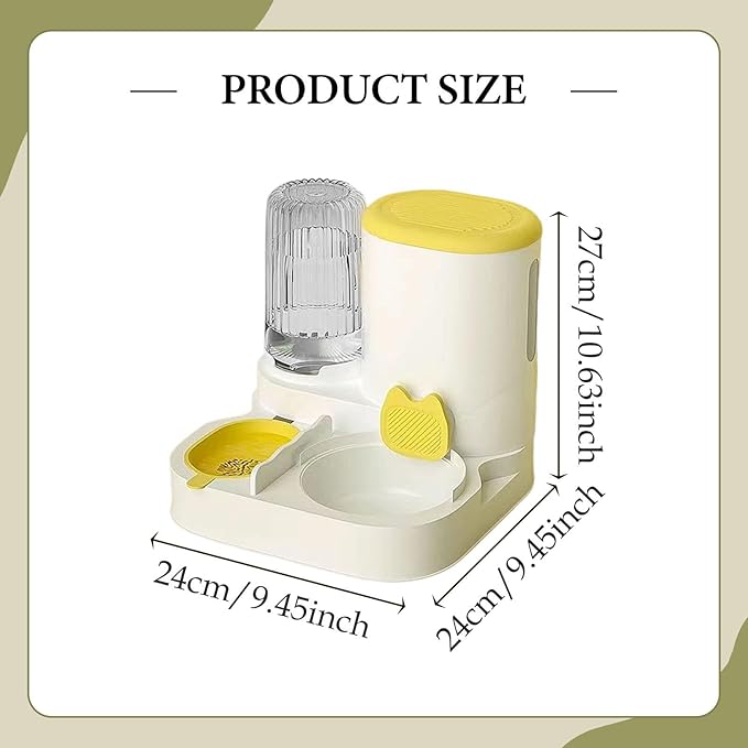 Automatic Dog Feeder and Water Dispenser Dog Bowl Household Portable Automatic Pet Feeder Food Feed for Small Dogs Kitten, Yellow