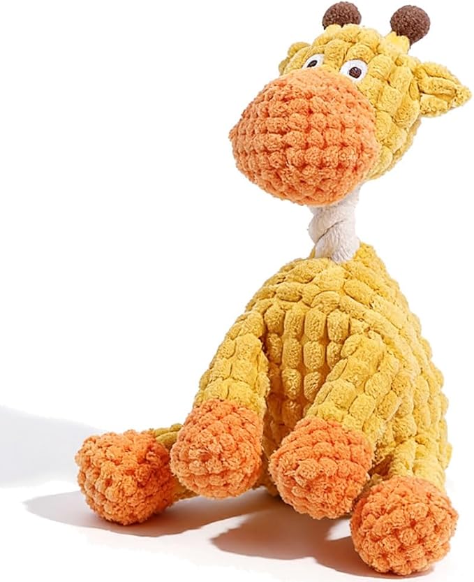 Durable Dog Stuffed Toys for Aggressive Chewers, 2026 New Indestructible Dog Toy, Interactive Squeaky Chew Teething Toys, Squeaky Plush Dog Toys (Yellow)