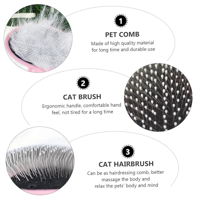 Milisten 1pc Pet Massage Comb for Cats and Dogs Ergonomic Grooming Tool Gentle Bristles for Removing Loose Hair and Dander for