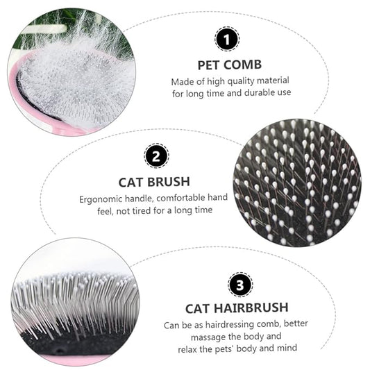 Milisten 1pc Pet Massage Comb for Cats and Dogs Ergonomic Grooming Tool Gentle Bristles for Removing Loose Hair and Dander for