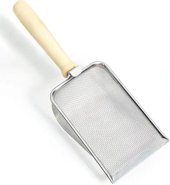 Cat Litter Scoop Stainless Steel Fine Mesh Cat Litter Shovel Litter Cleaner Corner Shovel Metal Litter Scoop for Reptile Terrarium Sand Waste, Beach Shovel(2.0 Mesh)