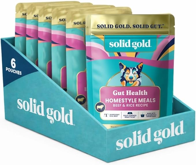 Solid Gold Homestyle Meals Wet Dog Food - Soft Food for Dogs w/Beef, Bone Broth & Superfoods for Gut Health Support - Dog Toppers for Dry Kibble - Fresh Refrigerated Full Meal Replacement - 9oz/6ct
