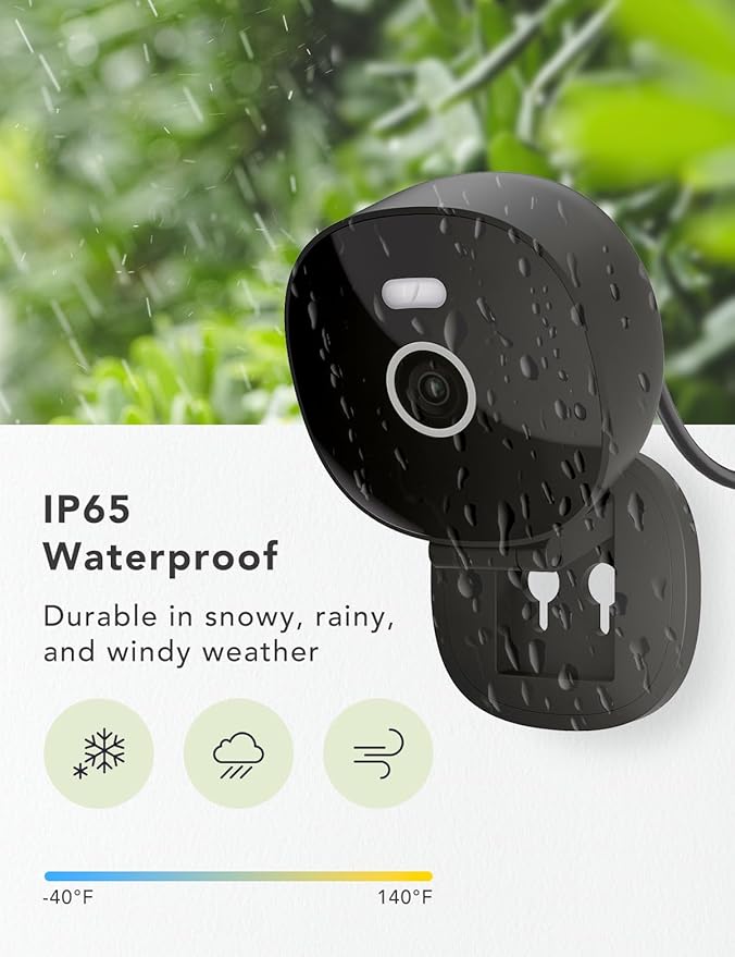 2K Security Camera Wired, Outdoor/Indoor for Home, Pet, Baby, Nanny, IP65 Waterproof Color Night Vision, White Light & Siren, Recording, Motion Detection, Works with Alexa,Black-4P