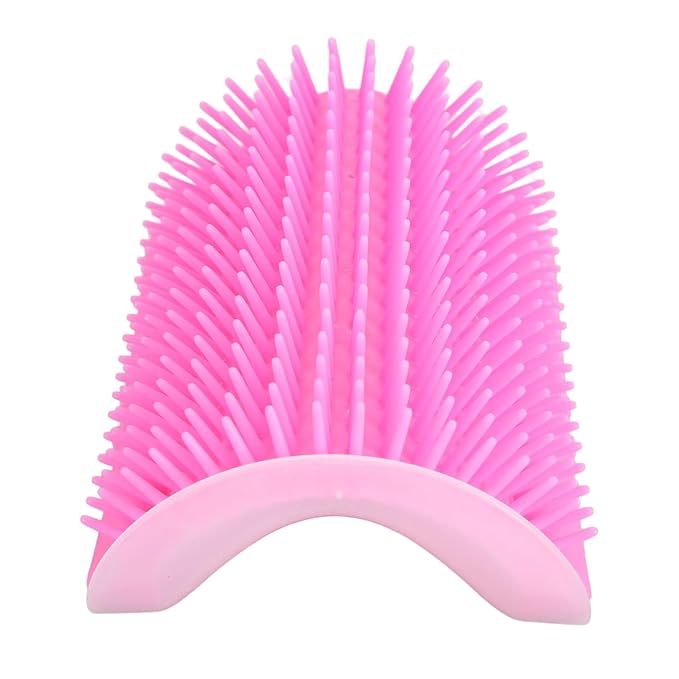 2PCS Self Grooming Cat Brush Interactive Toy Soft Cat Wall Corner Scratcher Massage Combs with Catnip (Pink)