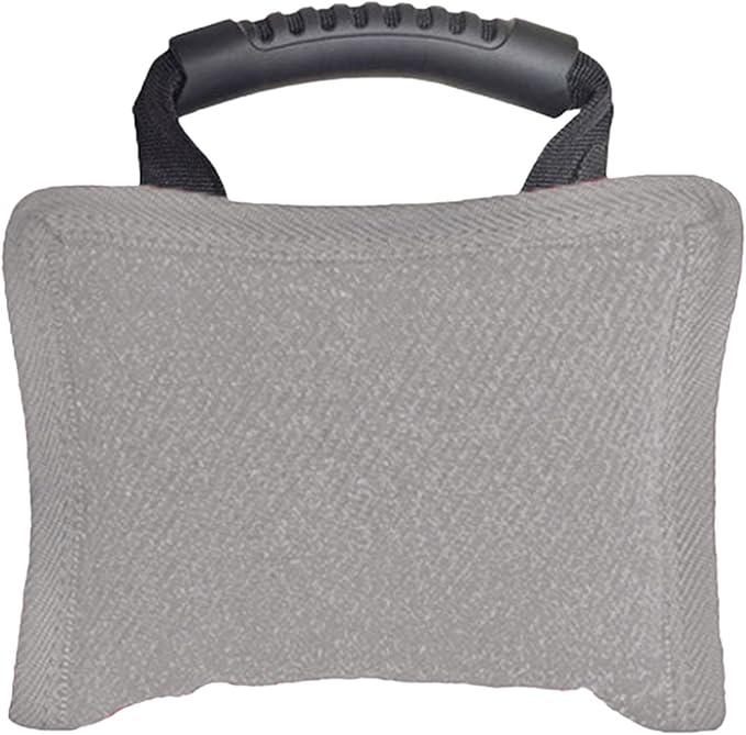 Baoblaze Dog Bite Pillow Tough Tug Toy Practical Portable Outdoor Pet Supplies for Small and Medium Sized Dogs Biting Pad with Handle, Gray