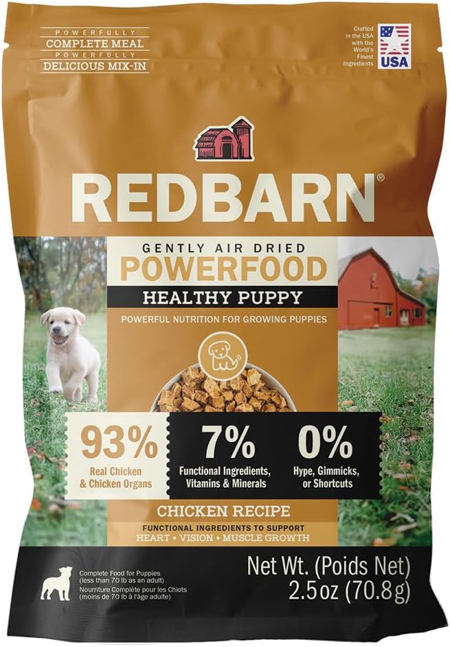 Redbarn Powerfood Air Dried Puppy Food - 93% Chicken & Chicken Organs - High Protein Non-GMO Dry Recipe to Support Healthy Growth, Development, Immunity & Digestive Health for All Breeds - 2.5 oz