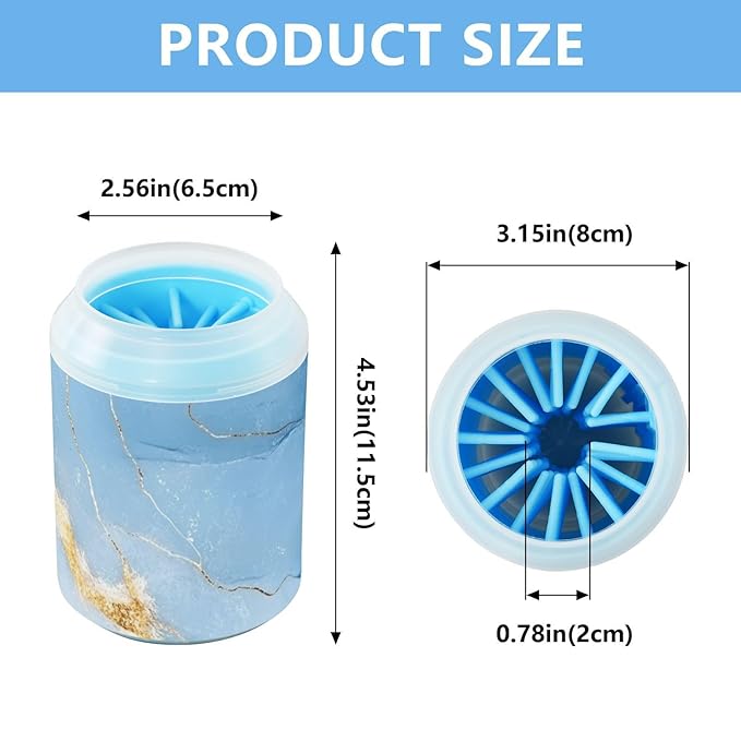 Marble White Blue Portable Pet Foot Cleaner Silicone Brush Soft Pets Grooming Supplies for Small Medium Large Breed Dogs, Cats