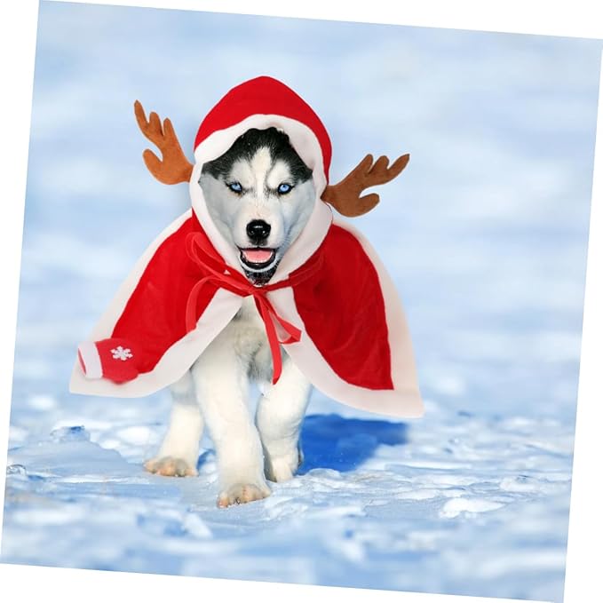 SOLUSTRE Christmas Dog Cloak with Fleece Hooded Pet Clothes XL Winter Costume Festive Pet Supplies for Dogs