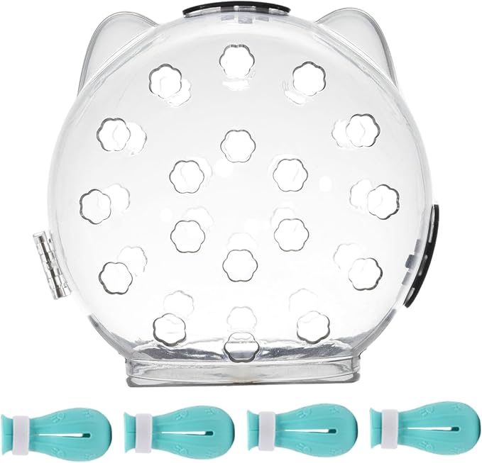 Cat Bubble Muzzle with 4 Boots 5 Inch Breathable Transparent Cat Muzzle with Lock Anti-Lick & Anti-Bite Head Cover for Grooming, Nail Trimming