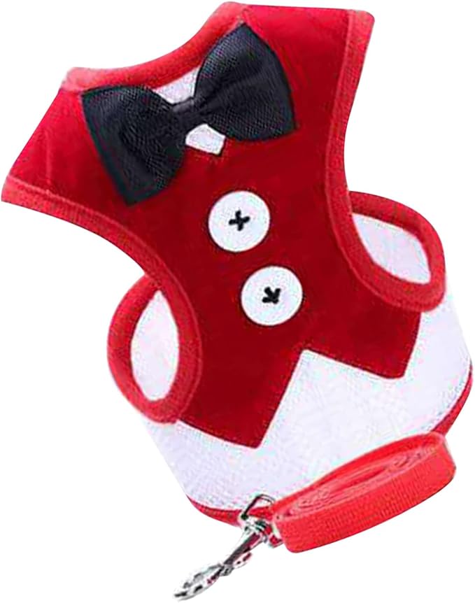 Dog Harness Leash, Breathable Fabric Bow Tie Harness Set, Colorful Sturdy, for Medium Large Dogs Walking Pet Supplies (L)