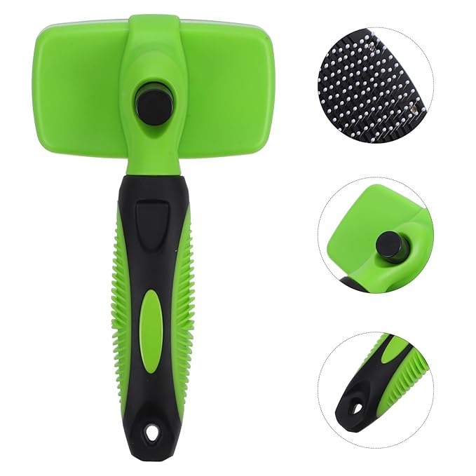 POPETPOP Self-cleaning Dog and Cat Grooming Brush Portable Deshedding Tool for All Types Comfortable Grip and Design for Easy