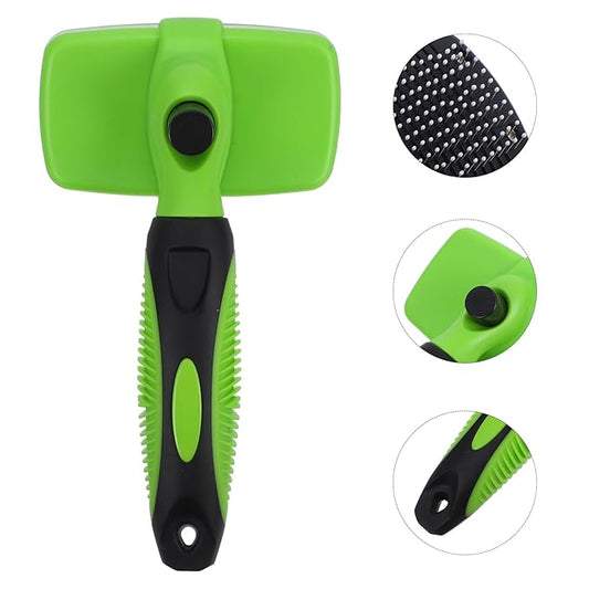POPETPOP Self-cleaning Dog and Cat Grooming Brush Portable Deshedding Tool for All Types Comfortable Grip and Design for Easy