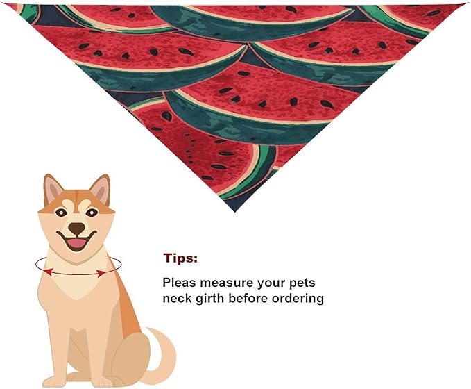 Dog Bandana Spring Pet Scarf Adjustable Triangle Red Watermelon Printing Dog Bib Washable Polyester Puppy Bandana for Small Medium Large Dogs Cat Birthday Party Supplies