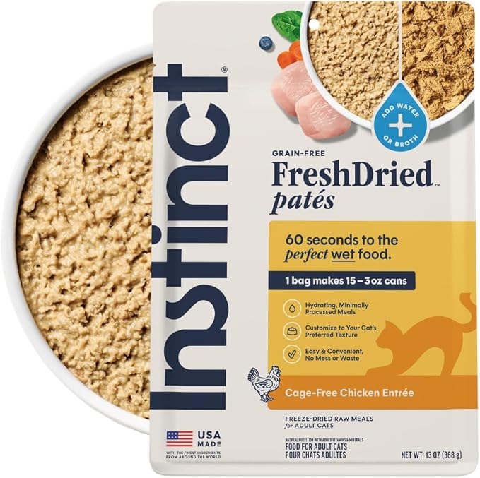 Instinct FreshDried Pates, Freeze Dried Cat Food, Grain Free - Cage-Free Chicken Entrée, 13 oz. Bag