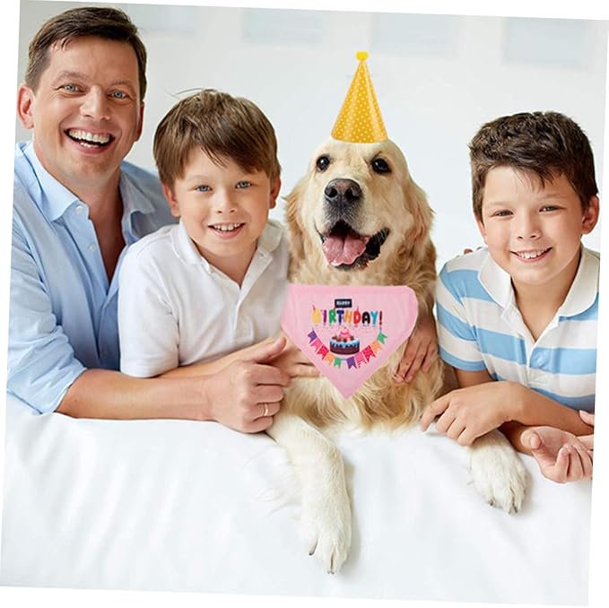 VILLCASE Dog Birthday Bandana and Hat Set 9 Assorted Pet Birthday Caps with 1 Decorative Party Supplies and Puppies Random Color
