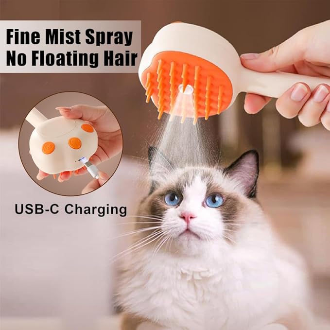Cat Steam Brush,Cat's Paw Modeling Pet Steam Groomer Comb Built-in Misting Spray for Pets Cats Dogs Shedding Haired Grooming