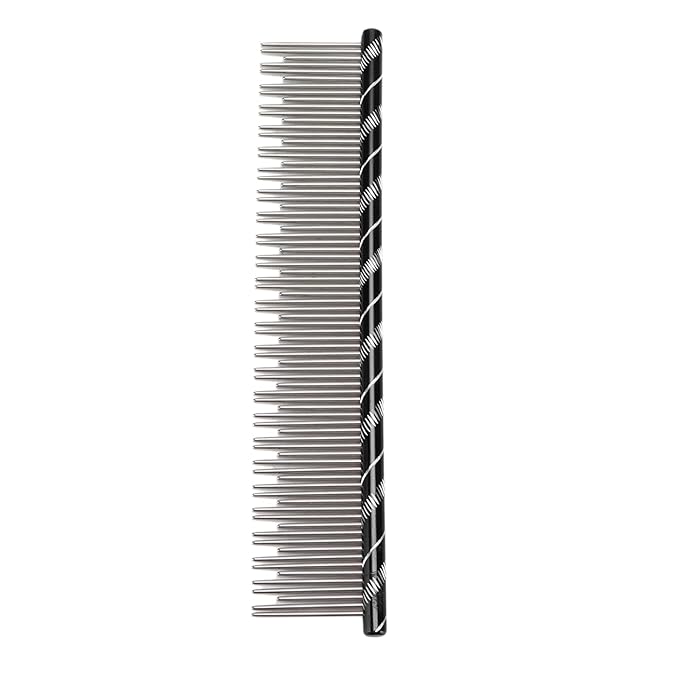 Pet Hair Removal Comb, Cat Comb with Stainless Steel Teeth, Open Knot Comb for Cat Grooming, Durable Reusable Pet Grooming Tool with Ergonomic Handle for Long Haired and Short Hair (Black)