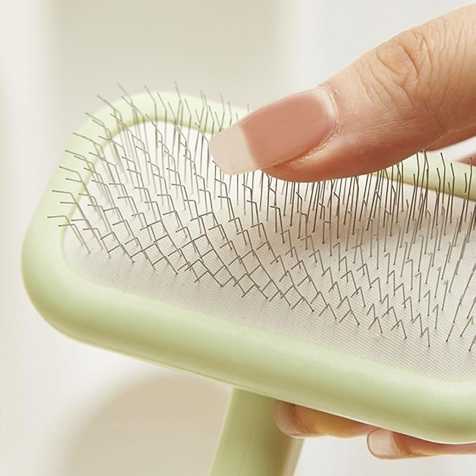 Pet Grooming Brush for Shedding Dog Cat Needle Comb Square-Shaped Deshedding Combs Detangler Grooming Tools for Short Long Hair Remove Tangles Knots - Purple L