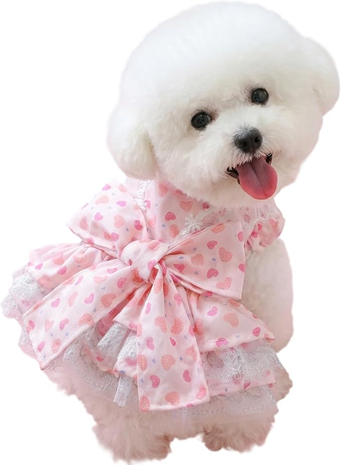 Small Dog Dress | Cute Adjustable Pet Supplies | Kitten Summer Clothes Dog Set - for All Breeds Daily Use Outdoor Walk Photo Shoot Summer