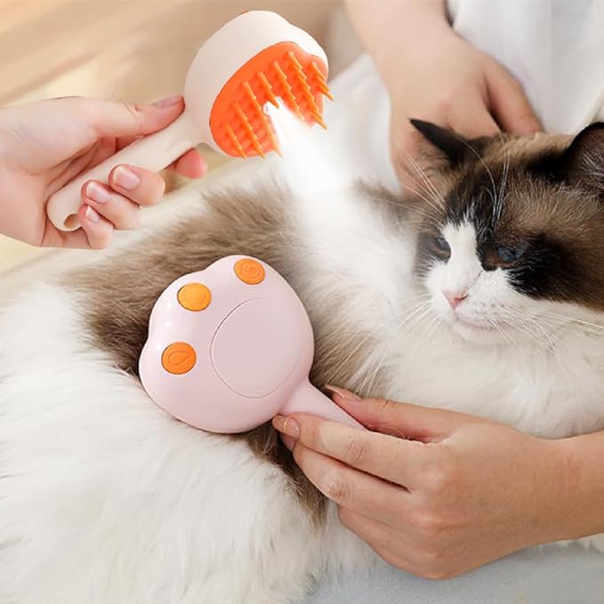 Cat Steam Brush,Cat's Paw Modeling Pet Steam Groomer Comb Built-in Misting Spray for Pets Cats Dogs Shedding Haired Grooming