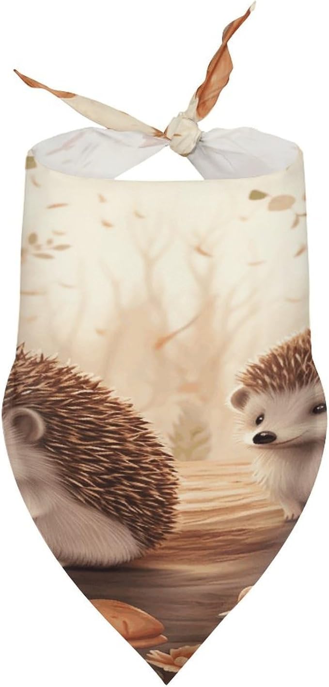 Dog Bandana Spring Pet Scarf Adjustable Triangle Nature Lovely Hedgehog Lovers Printing Dog Bib Washable Polyester Puppy Bandana for Small Medium Large Dogs Cat Birthday Party Supplies
