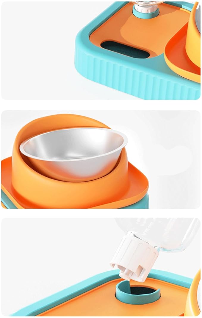 3 in 1 Dog Cat Bowls, Easy to Clean Slow Feeder Bowls, Stainless Steel Food Bowl, Portable Water Dispenser, Multifunctional Pet Feeding Supplies for Indoor Daily Use
