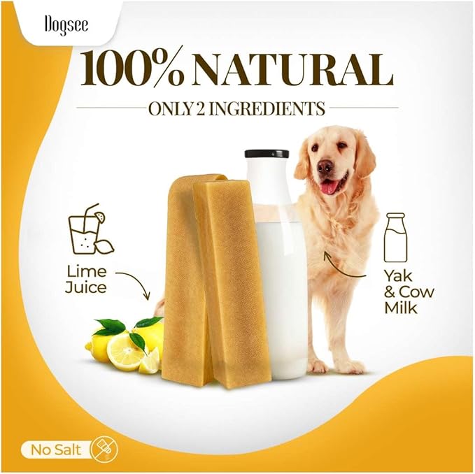 Dogsee Original Himalayan Yak Cheese Dog Chews 2lb (Large - 8 Bars) | Rawhide Free | Fight Plaque & Tartar | Long Lasting | for Cleaning Teeth