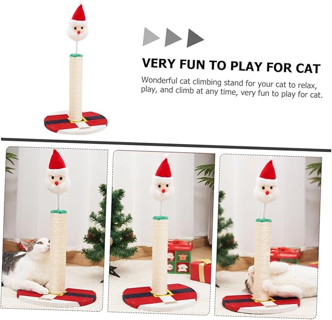 DOITOOL Christmas Cat Scratching Post with Sisal Rope, Vertical Kitten Scratcher for Indoor Cats, Pet Climbing Pole and Play for Daily Use