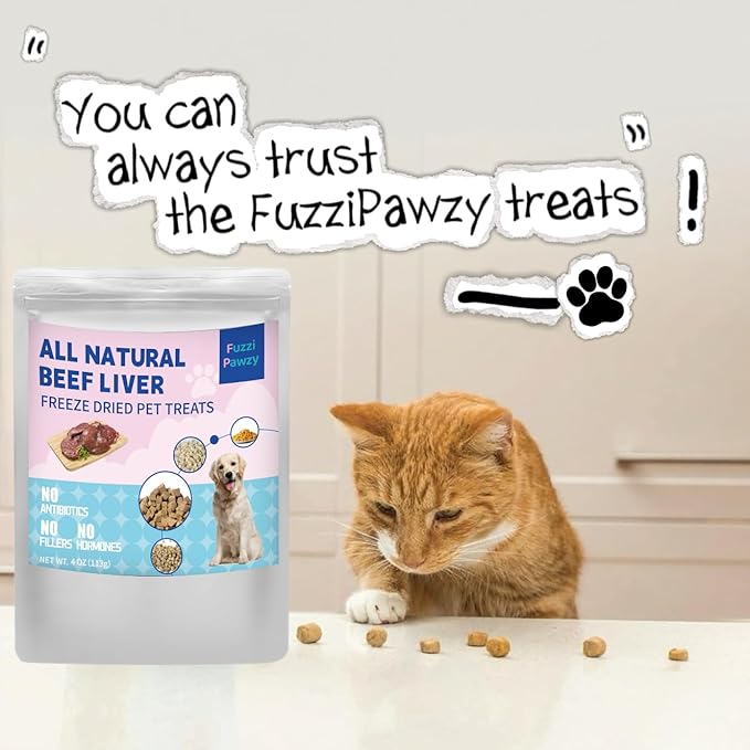Freeze Dried Beef Liver Healthy Training Treats Toppers for Pets, Single Fresh Raw Ingredient, Organic, Pure Balance, Natural, Grain Gluten Filler Free, Snacks, Dogs Cats (4oz)