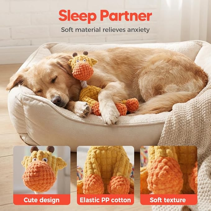 2026 New Dog Toys, Indestructible Plush Dog Toy for Aggressive Chewers, Interactive Squeaky Soft Puppy Chew Toy, Durable Teething Toys for Small Medium Large Dogs (Blue, 1pcs)