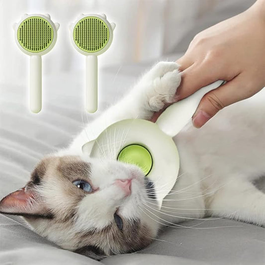 Slicker Brush, 2023 New Pet Hair Cleaner Brush, Cat Grooming Brush Long or Short Hair, Self Cleaning Slicker Comb for Kitten, Removes Tangles Loose Fur (2Pcs#A)