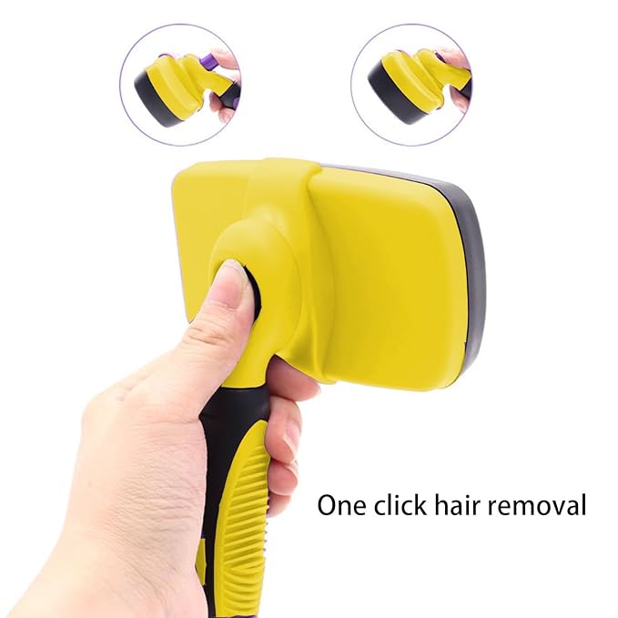 Self Cleaning Shedding Cat Brush - Skin Friendly Hair Removal And Grooming Tool Suitable For Cats And Dogs, Pet Hair Removal Tool Suitable For Shedding & Haired Pets(Yellow,Small)