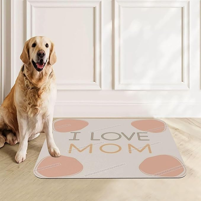 Pet Feeding Mat for Dogs Cats Happy Mother's Day Floral Gift for Mom Gy Absorbent Dog Food Mat Non-Slip Waterproof Placemat Quick Dry Pet Supplies Bowl Mats